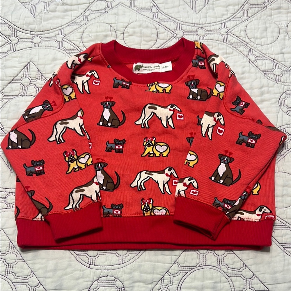 Monica and Andy Red Dog Heart Print Sweatshirt